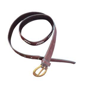 Vintage Louis International Made In Italy Equestrian Brown Leather Belt Size 38